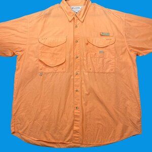 Columbia PFG Mens XL Long Sleeve Peach Button-Up Fishing Hiking Shirt Pockets